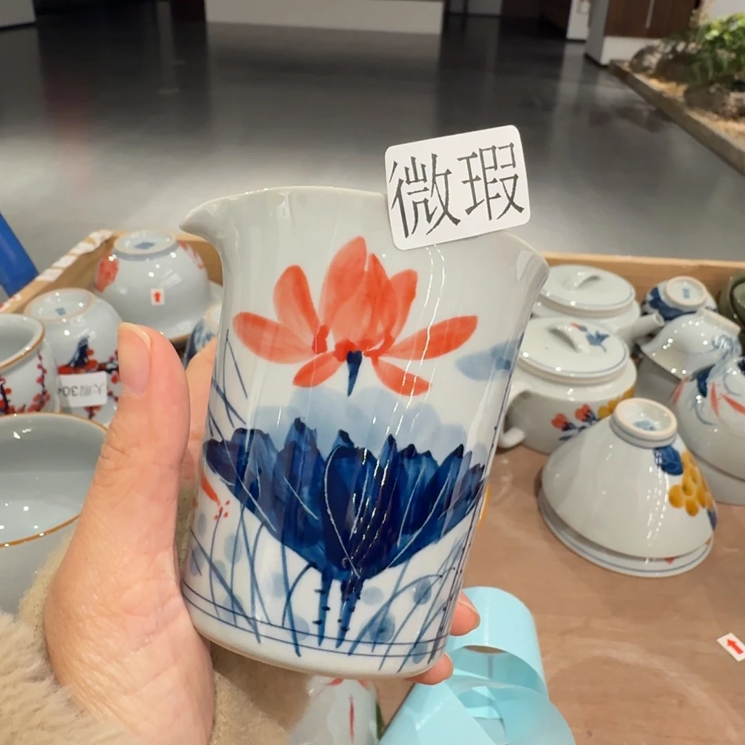 釉下手绘茶具微瑕