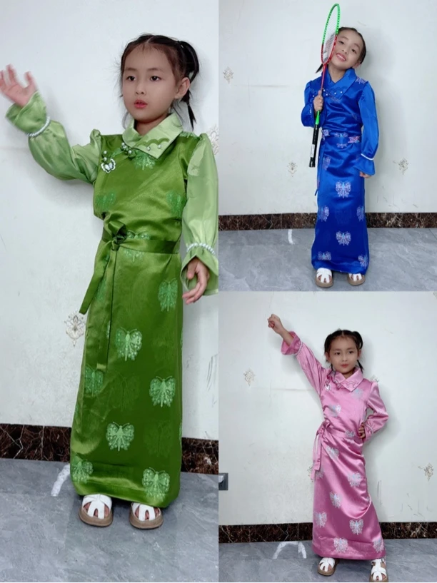 新款藏族女孩博拉气质高档藏式时尚藏服藏装童装西藏民族拉萨长裙