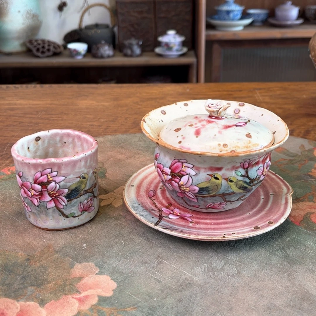 杯弥**香柴烧手工手绘陶瓷