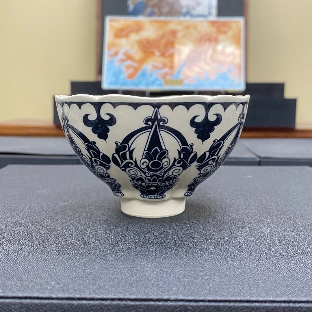 元经秘旨二号釉青花金刚杵天目盏杯景德镇纯手工手绘茶具茶器陶瓷