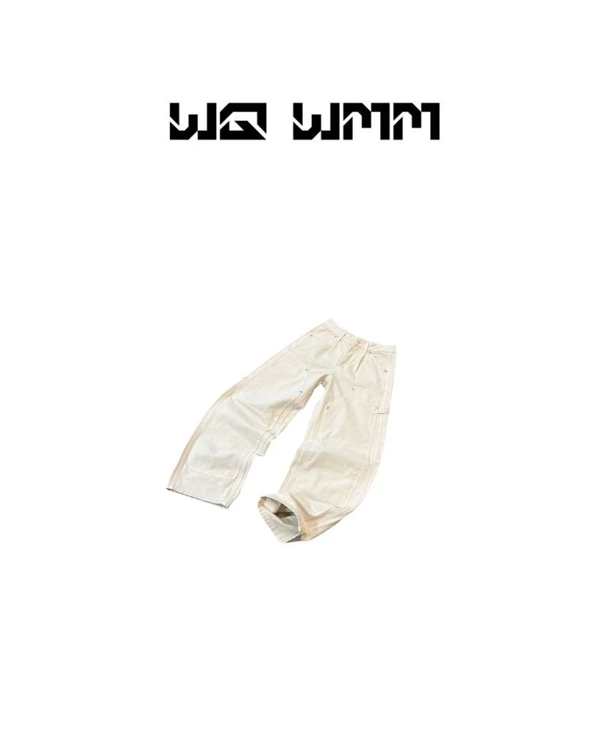 【WQWMM】小众设计工装风平腰洋气显瘦窄版加绒弯刀工装裤25A11077