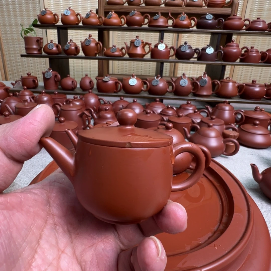 任***飞茶壶紫砂潮州手拉朱泥壶，微瑕不退换