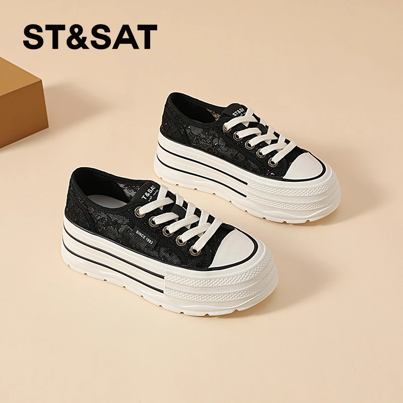 星期六小白鞋女2025新款轻便百搭运动女鞋松糕休闲鞋厚底时尚板鞋