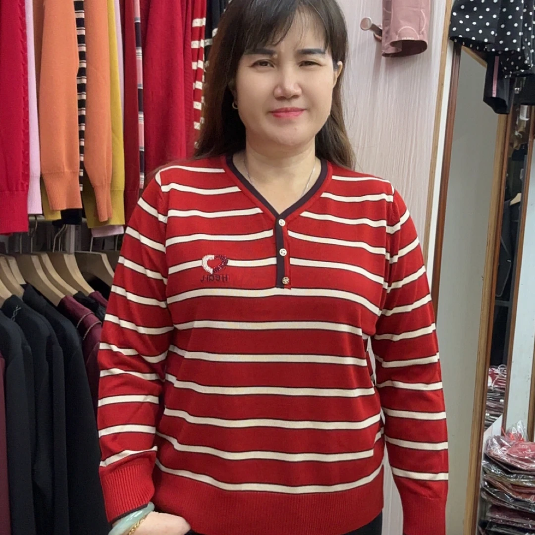 秋冬季条纹新款休闲长袖弹力针织上衣2852