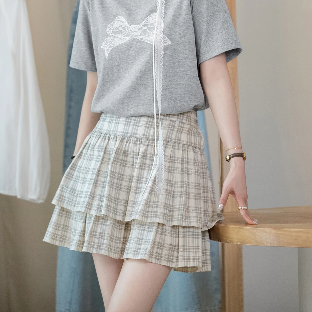 【现货】【格纹蛋糕】FS503X043高腰格子半裙