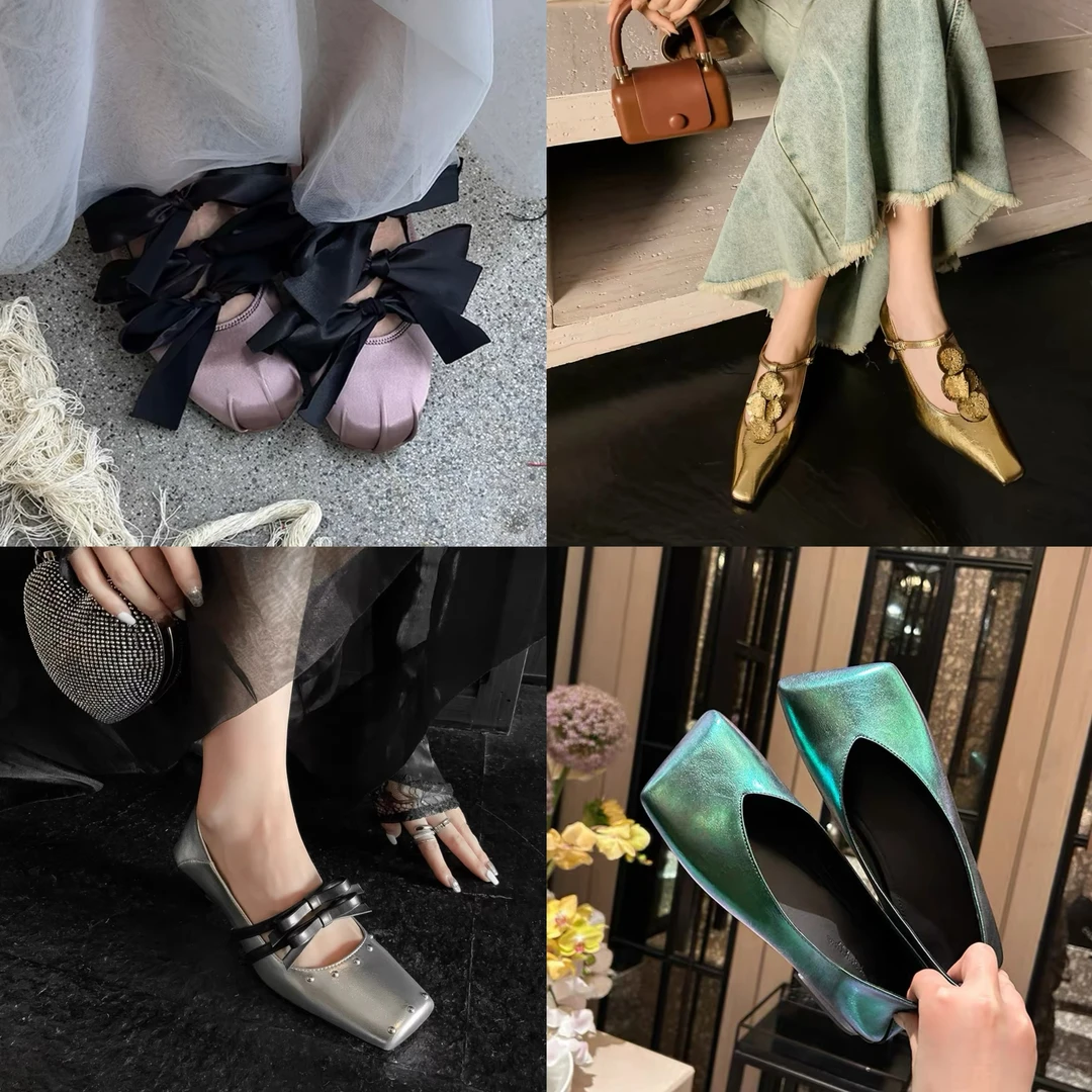 【小米专属】真皮女鞋舒适百搭时尚设计轻便耐穿气质夏细跟法式粗跟