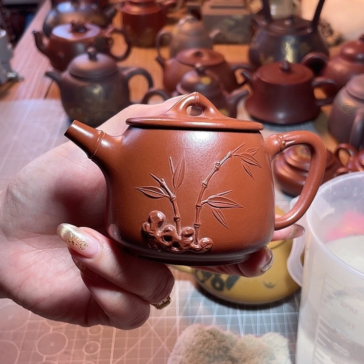 茶壶紫砂助理工艺师朱泥竹节