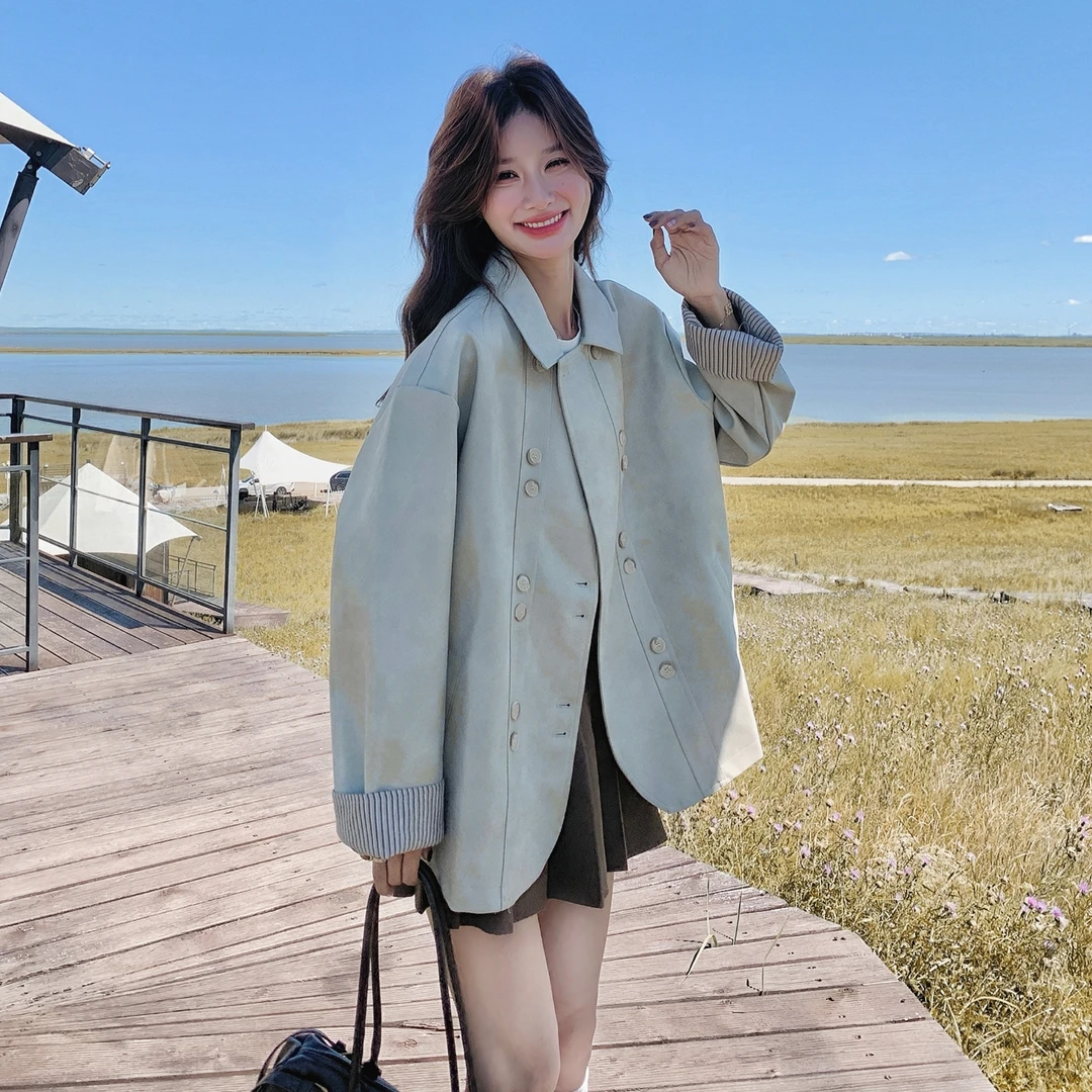 休闲学院风减龄百搭显瘦女2025秋季新款甜酷高级感短款拼接外套