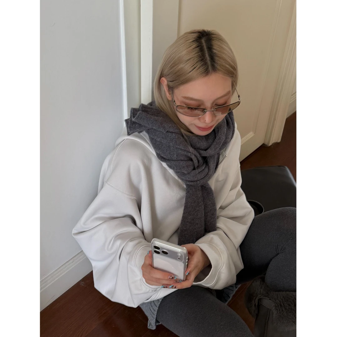 HELLOTANGO《墨尔本灰度》秋冬极简重磅廓形休闲连帽卫衣外套65952#