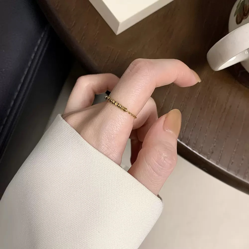 钛钢戒指 十里间直【碎小方】简约通勤叠戴戒指基础百搭素戒