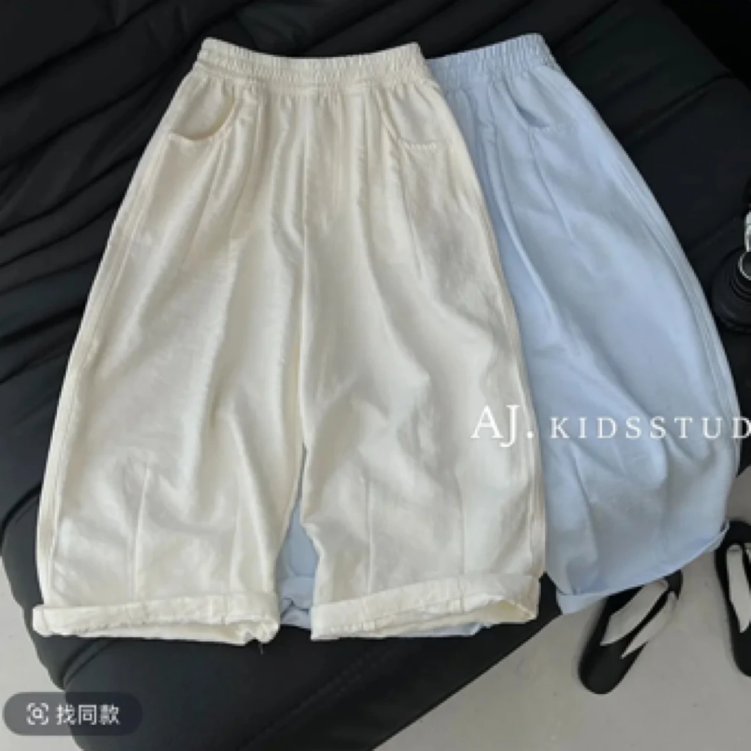 奶芙山本裤男女休闲裤休闲裤百搭裤子运动中裤松紧带阔腿纯色宽松