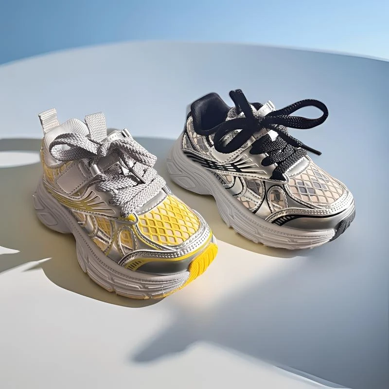 儿童皮面防水超轻防滑男童女童时尚潮流百搭魔术贴运动鞋8110