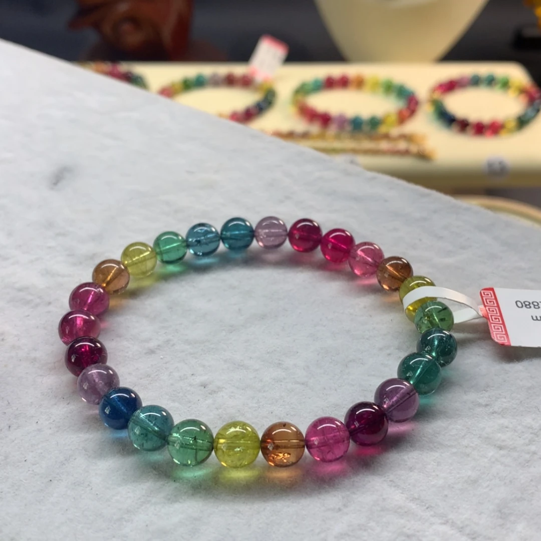 【闪购商品】未镶嵌手链碧玺彩虹色标单圈7