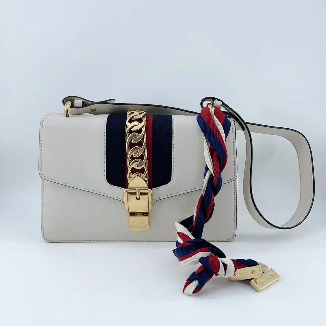 95新 GUCCI/古驰  白色塞尔维亚单肩包   1670 6050