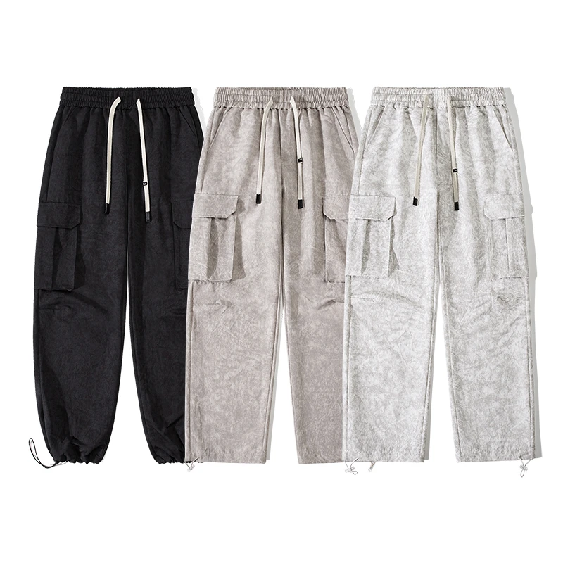 S123新款大理石纹理工装裤男复古高街直筒宽松休闲百搭长裤