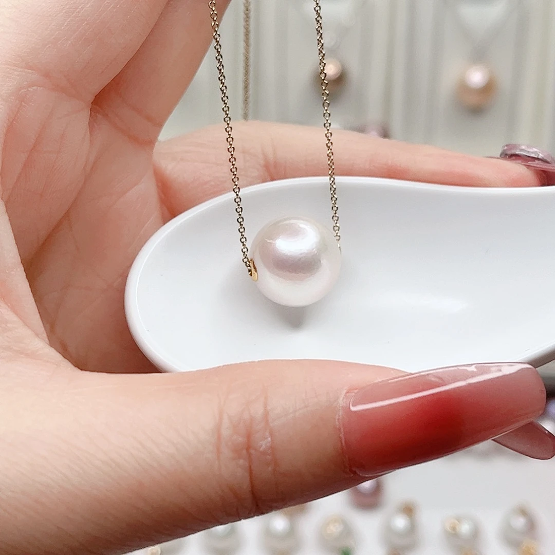 淡水珍珠18K金镶嵌吊坠(赠链)