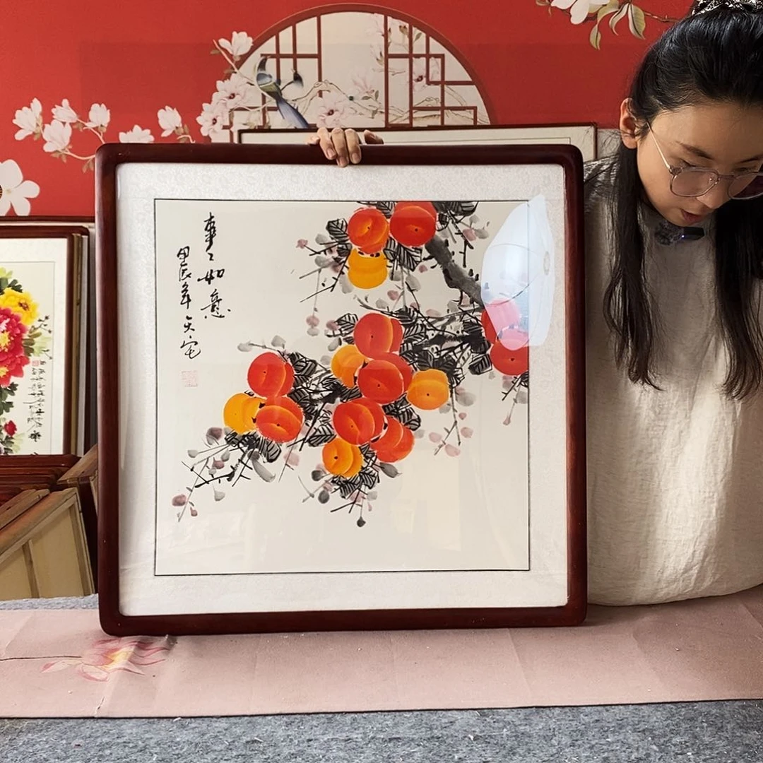 国画手写手绘带框包邮62✖️62国画作品