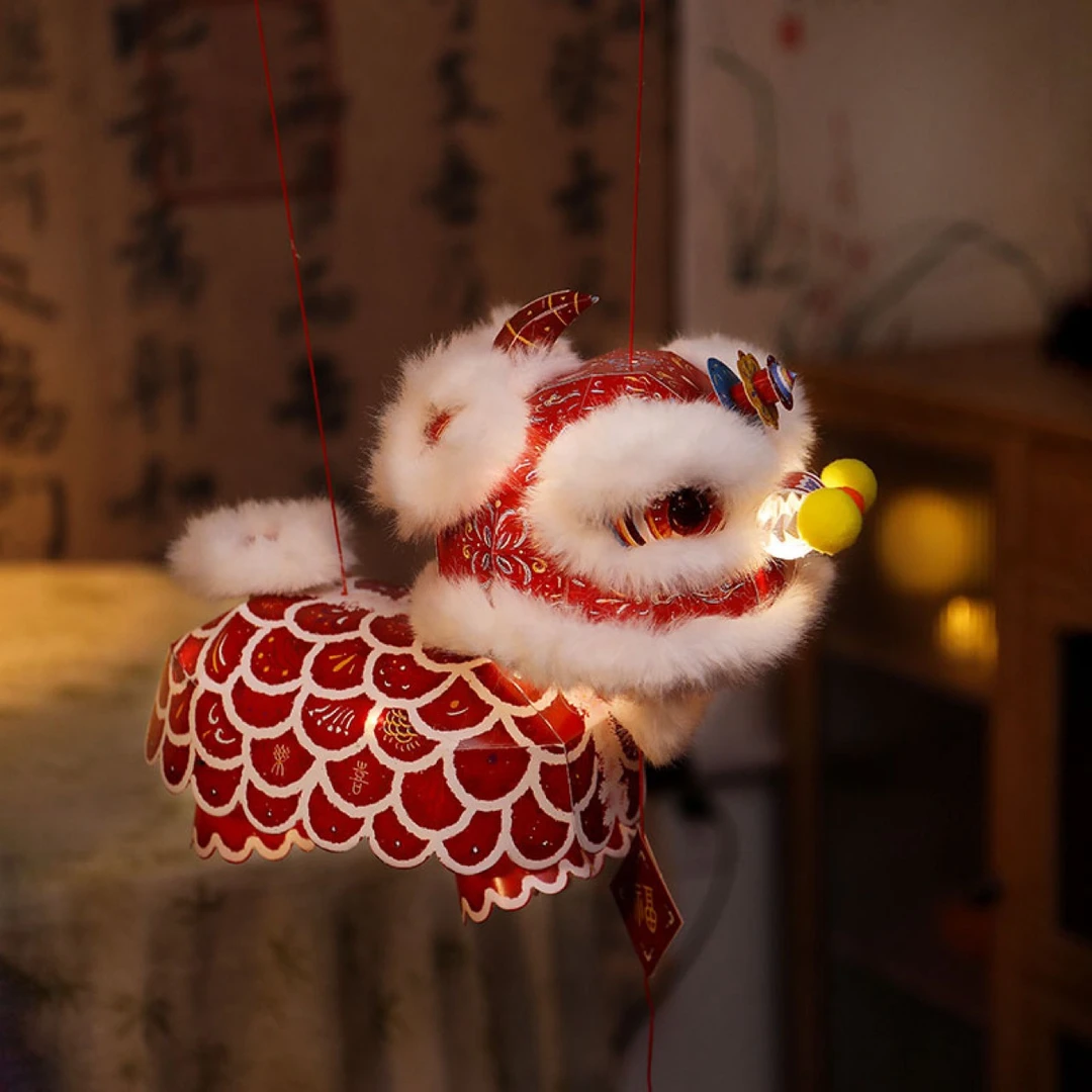 2025中秋节醒狮灯笼手工diy材料包手提花灯非遗手作