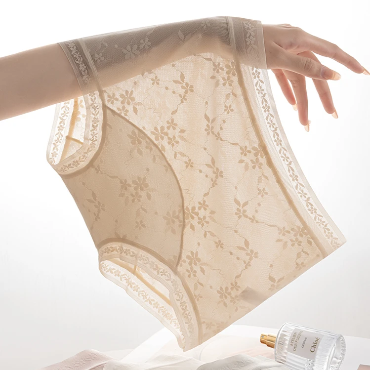 80-150斤国风提花蕾丝裤性感透气无痕10A抑菌加长裆平角裤9008