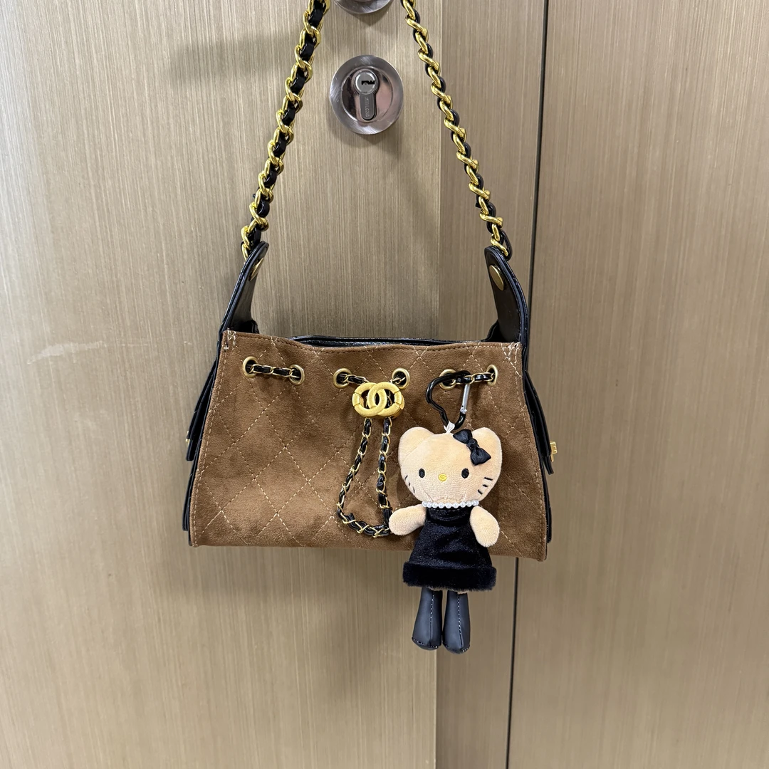 小香风复古大容量托特包女2025新款精致高级感菱格链条手提单肩包