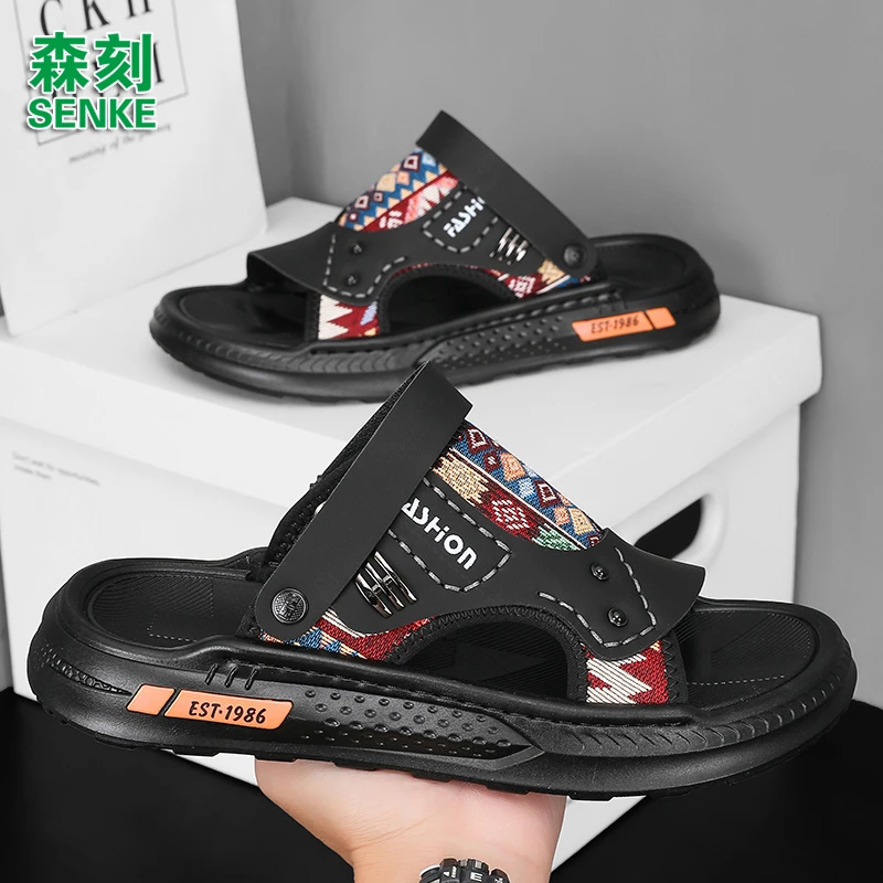 森刻潮拖2025夏季新款轻便柔软户外运动沙滩鞋耐磨防滑男士凉拖鞋