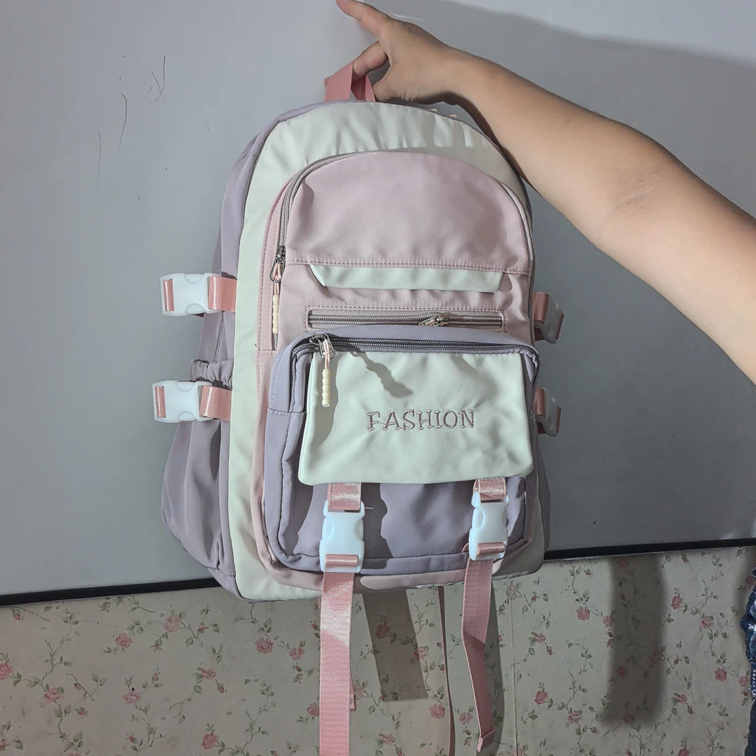 减负森系双肩书包女通用拉链式双肩包女小学生背负式