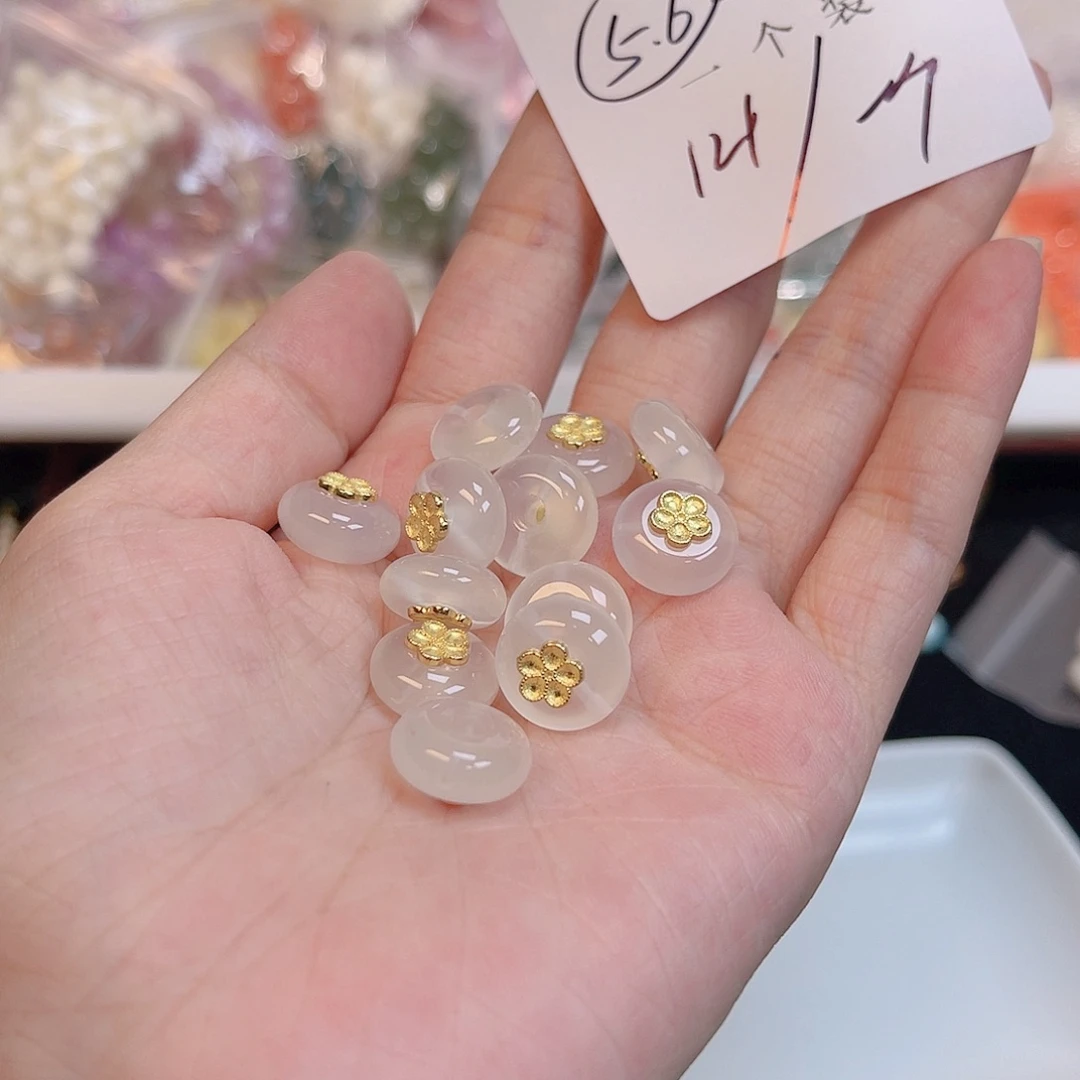 水晶珠宝半成品银S925镀金镶嵌207 。