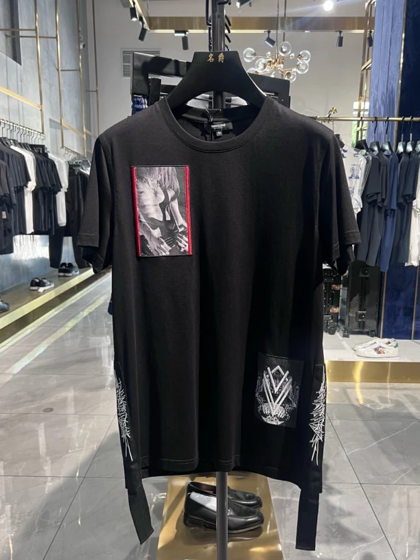 【名爵服饰】直播间专属短袖夏季潮流百搭时尚情侣款烫钻刺绣短袖