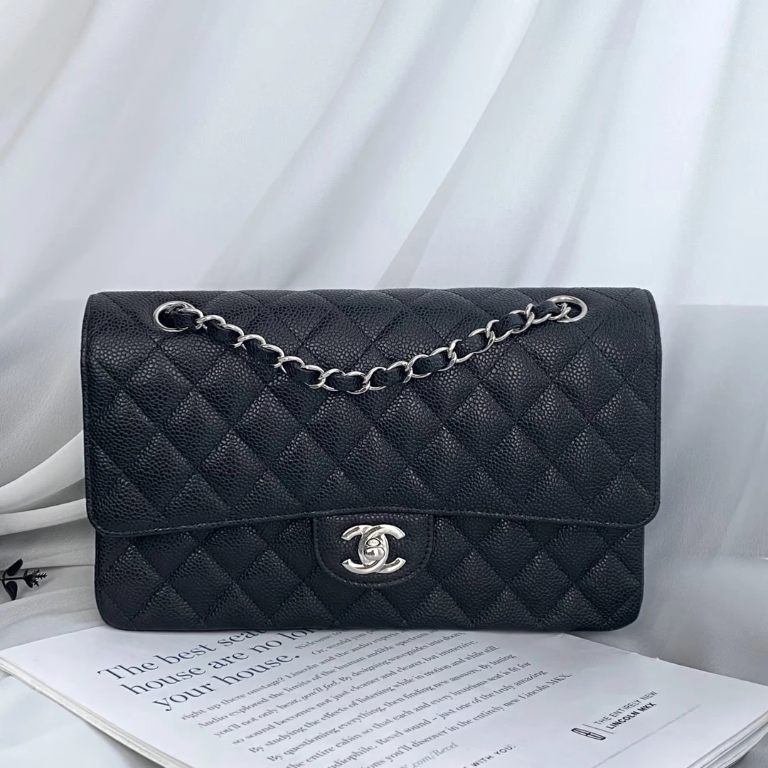 99新 Chanel/香奈儿 香奈儿黑银中号cf单肩包（16582485）