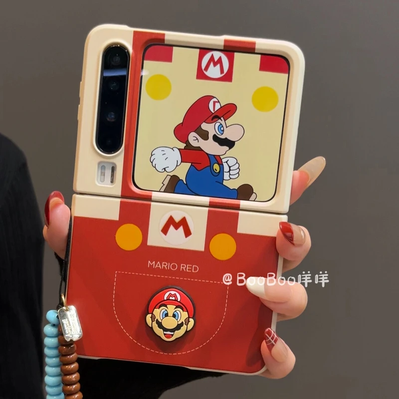 日韩趣味红口袋超级马里奥适用华为PuraX折叠屏手机壳p50pocket2