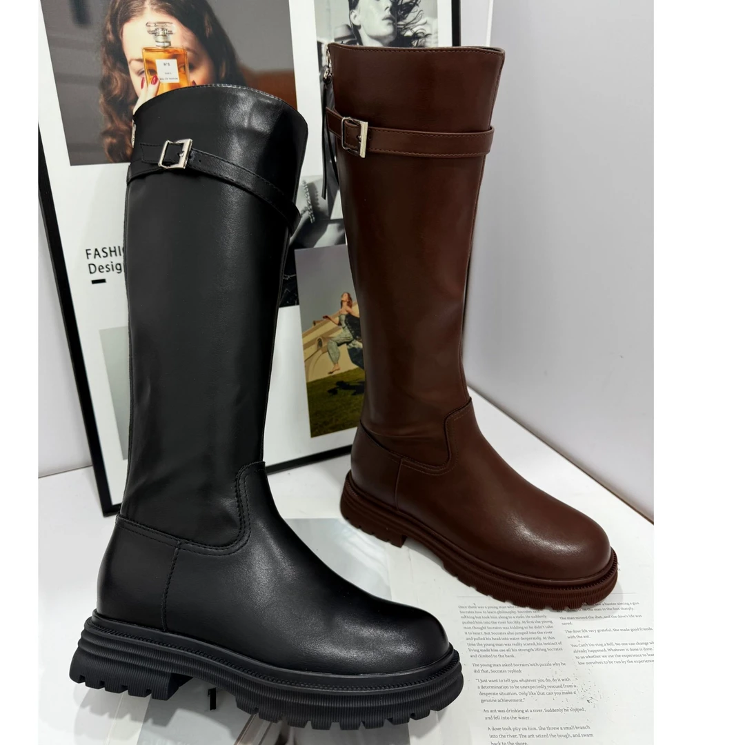 新款方头粗跟舒适厚底不累脚百搭款女靴8123A