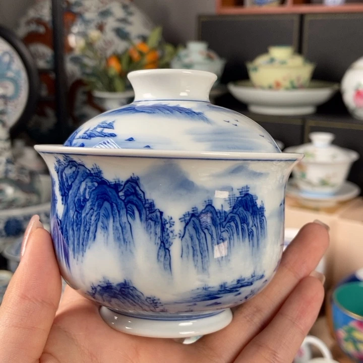 杯折葵非器山水炉式盖碗