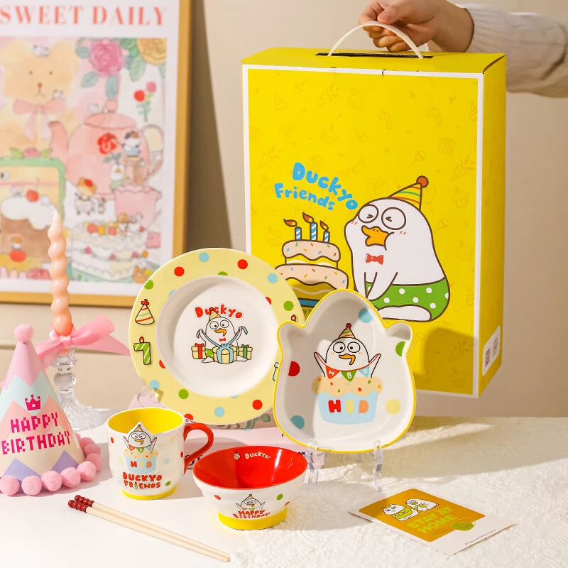 川岛屋&小刘鸭联名 可爱一人食餐具碗碟碗具套装乔迁生日礼物女生