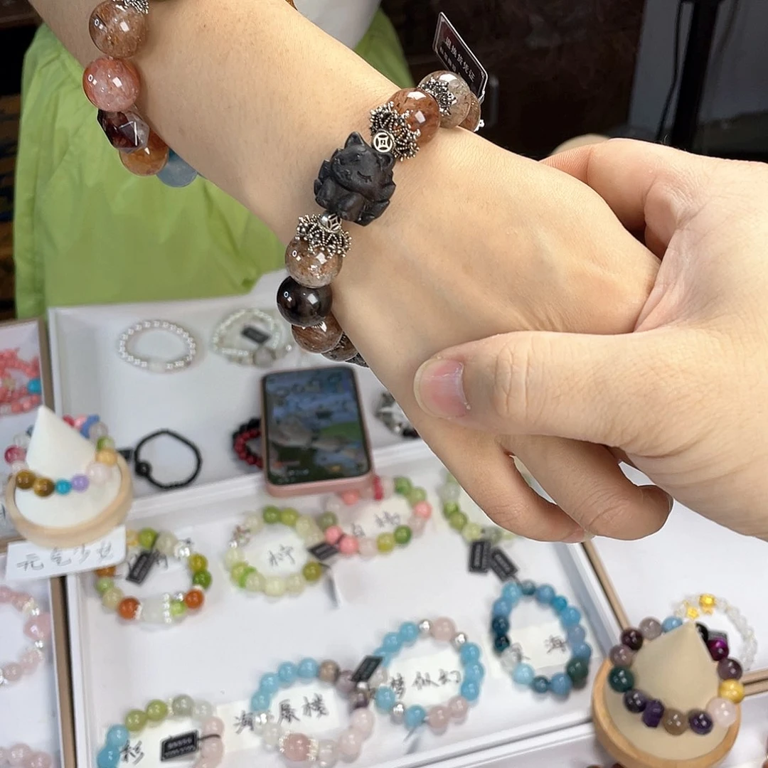 水晶手链银S925镀金镶嵌