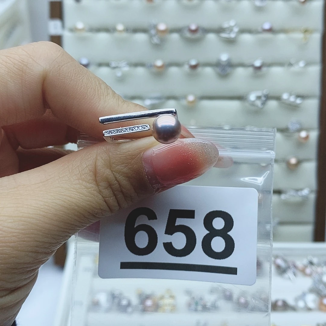 淡水珍珠戒指银S925镶嵌蘑****内658