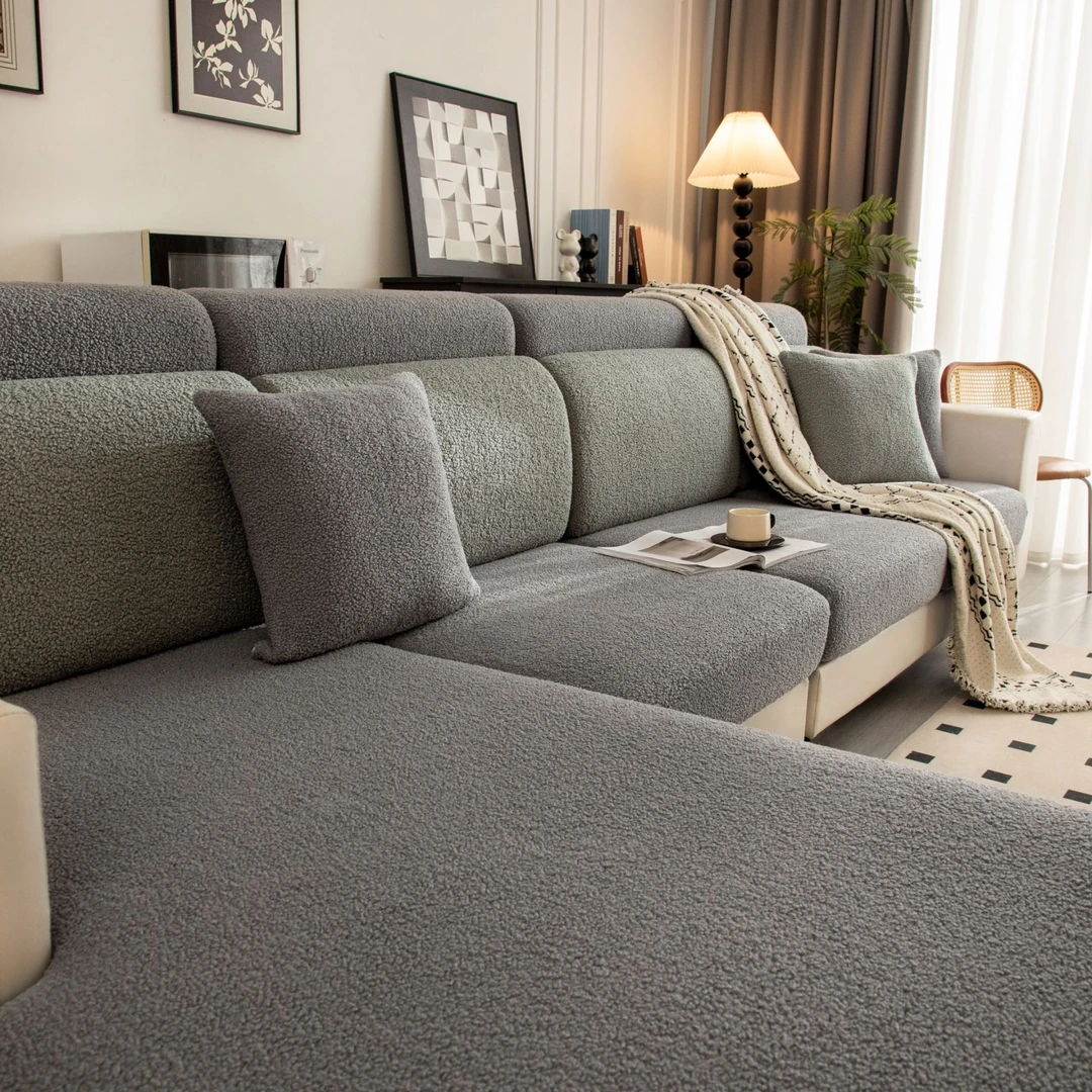 泰迪绒高级加厚沙发罩全包万能沙发套四季通用无需测量坐垫套2024