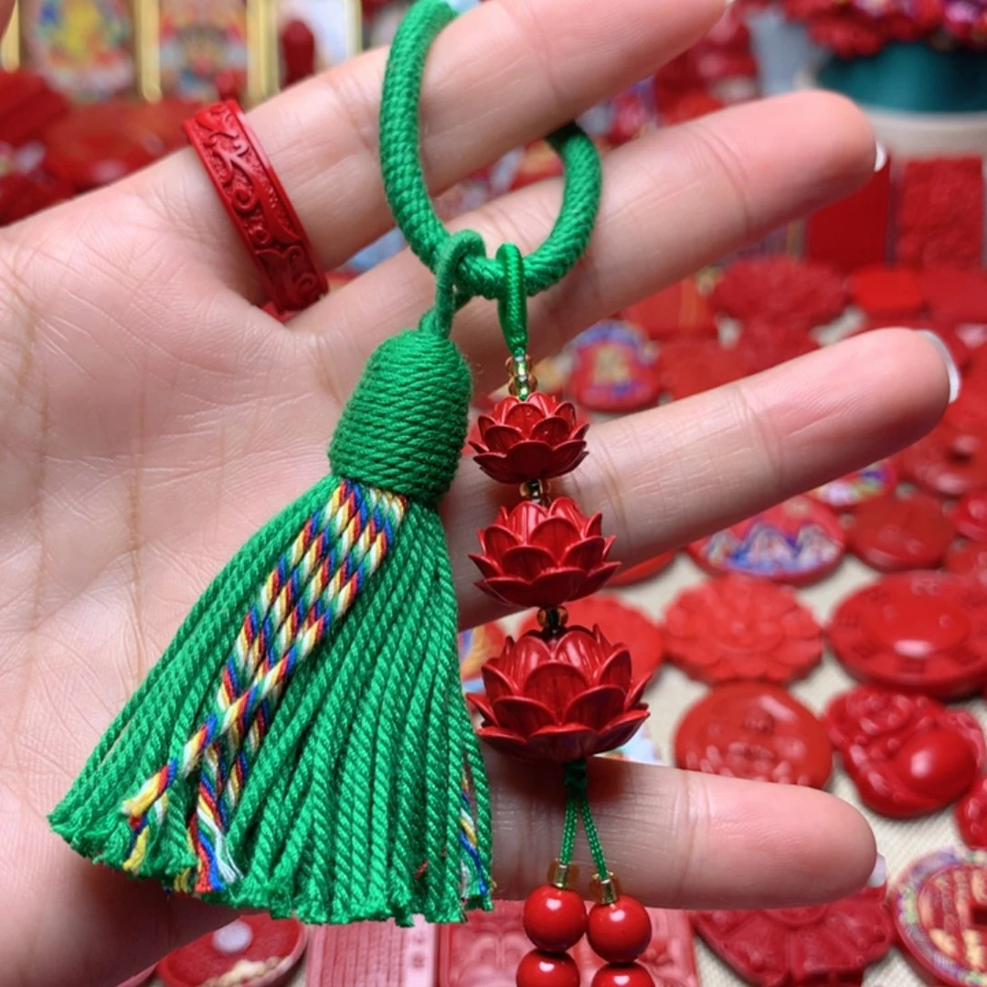 天然辰砂工艺品朱砂包包挂