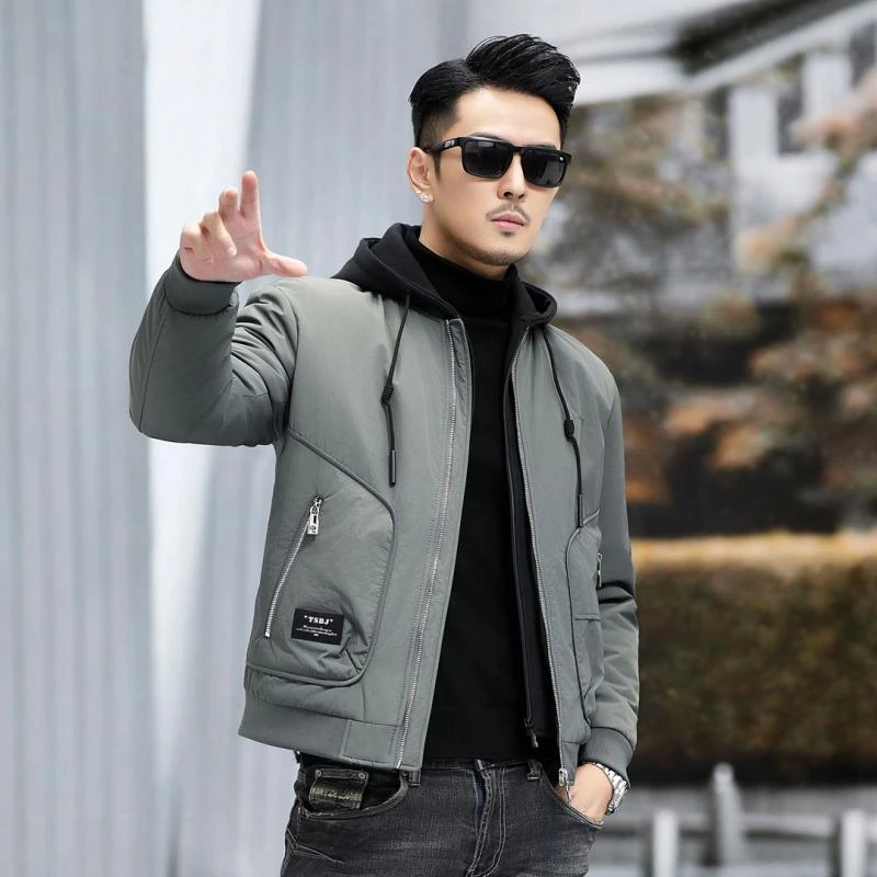 羽绒服男士冬季新款欧货潮牌轻奢假两件连帽加厚减龄时尚高级外套