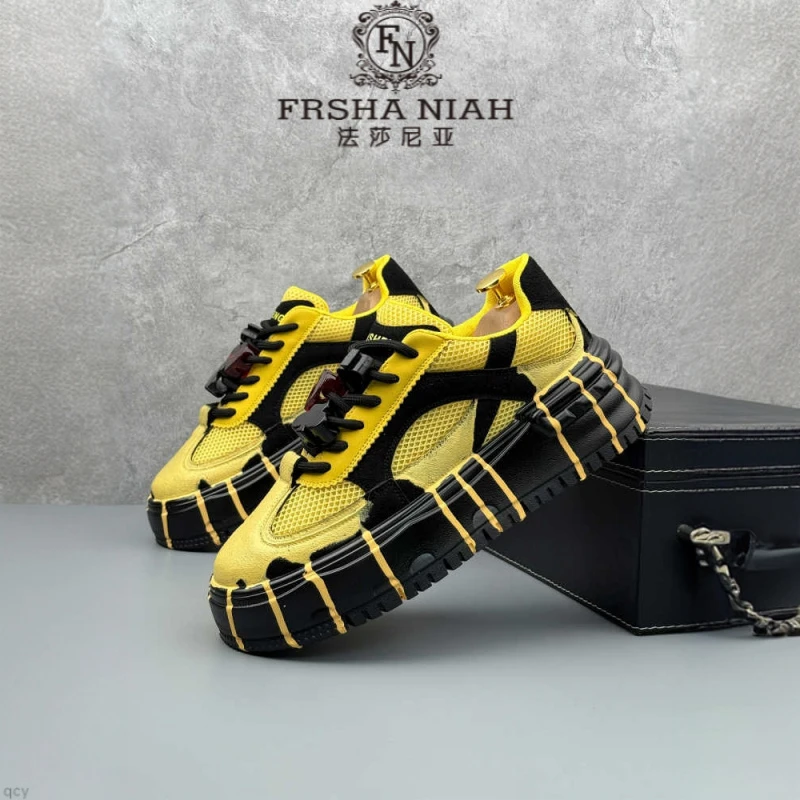 法莎尼亚板鞋男士款2025夏季新款厚底增高网面透气百搭运动休闲鞋