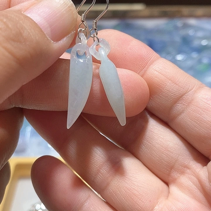 翡翠银S925镶嵌耳饰9号