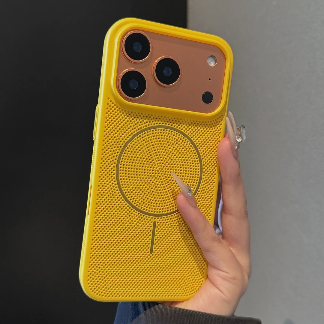 蜂窝网孔散热细圈磁吸适用苹果17promax手机壳iPhone16ProMax新款