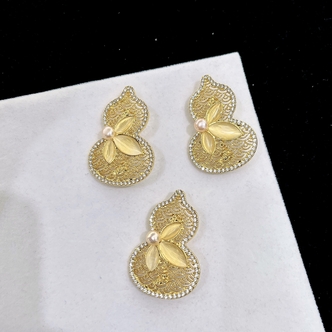 淡水珍珠 淡水羽皇金葫芦珍珠胸针 6-7MM 多样性发货发一