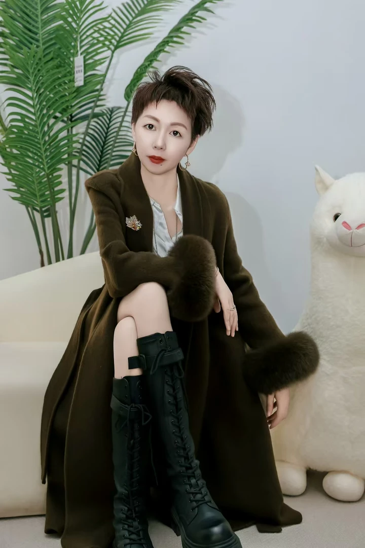 【小个子专属纯黑色】8619m家双面羊毛羊驼狐狸毛加厚大衣外套高贵