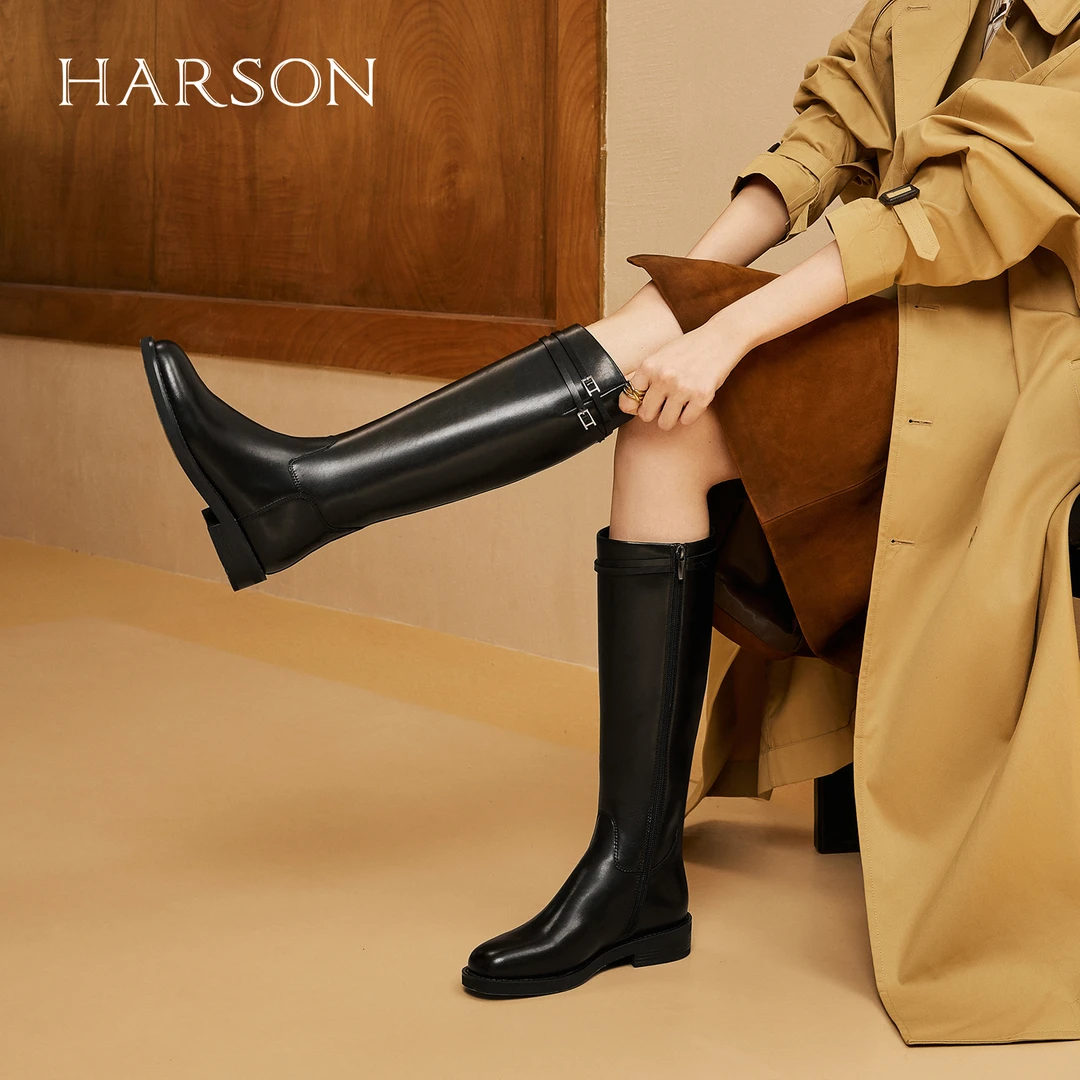 Harson/哈森哈森25秋新款长筒靴网红款百搭时装靴骑士靴HWA250163