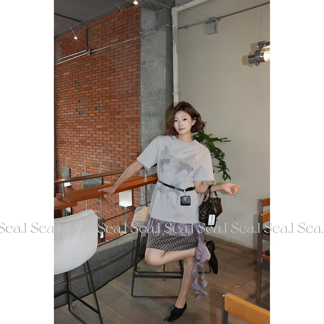 SEA.1 【都市芭蕾】跃然心动 不规则花瓣法式chiv T桖