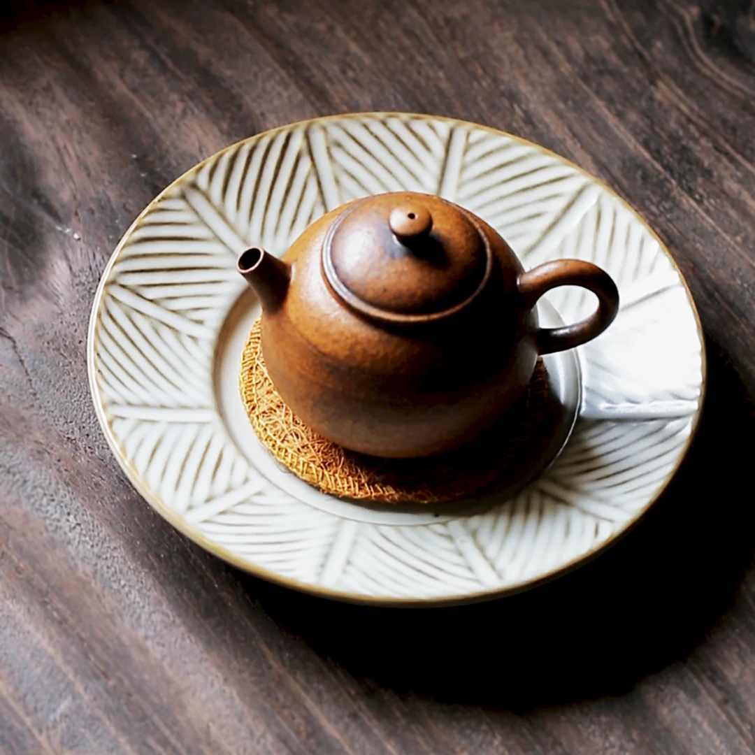日式壶承手工干泡台储水养壶小茶盘陶瓷盖碗托垫复古茶具茶点果盘