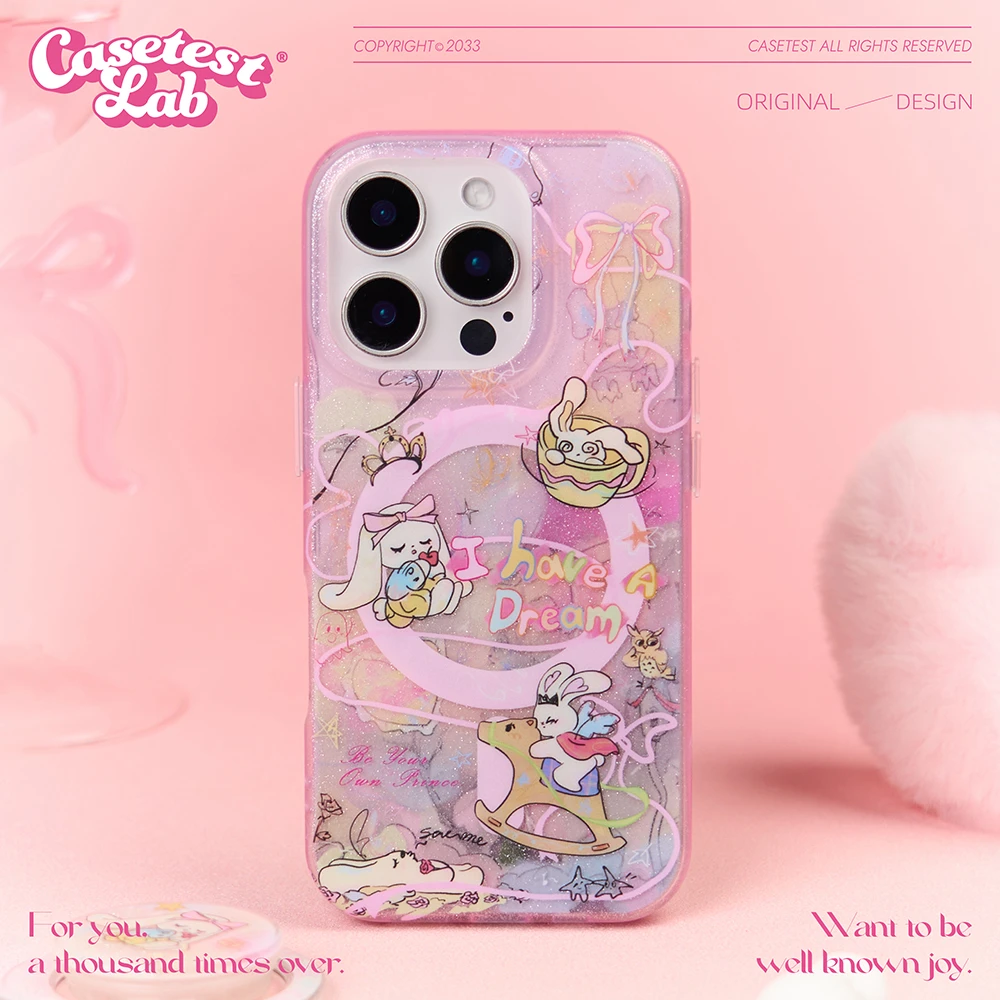 壳试验做梦双层闪粉磁吸适用苹果16 15 14promax手机壳童趣涂鸦