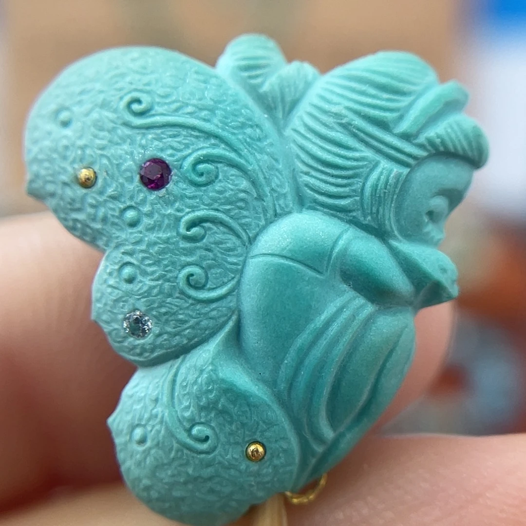 绿松石18K金镶嵌珠宝奇石