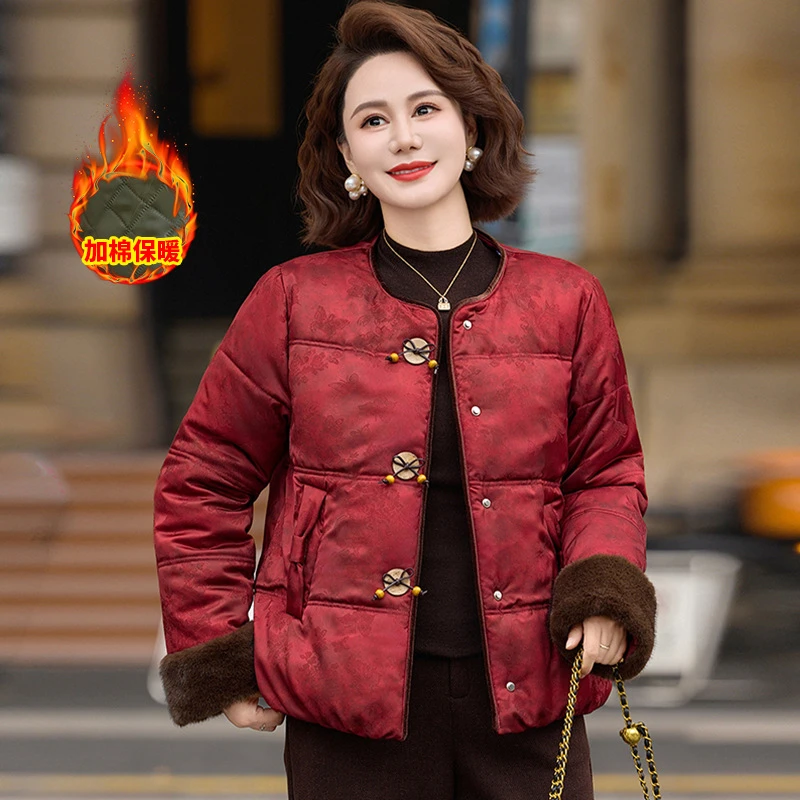 妈妈冬装外套新款新款棉袄加厚棉衣中老年冬季服女款中年女