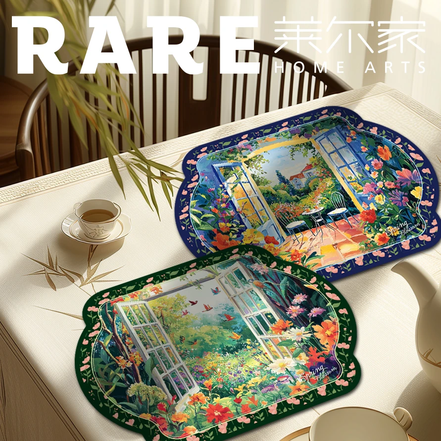 【买一赠一】窗外春花硅藻泥垫子两只装家用吸水浴室卫生间中式